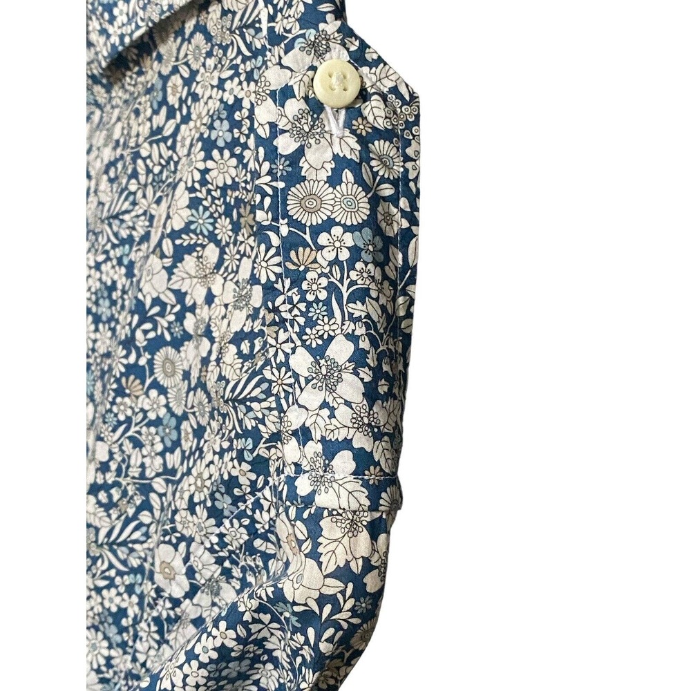 ANN MASHBURN Blue Floral Button Down Shirt - Picture 6 of 9